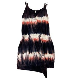 Young Fabulous & Broke Navy, White & Rust Tie-Dye Mini Dress